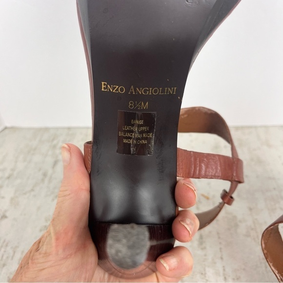 ENZO ANGIOLINI Women's Heels Sz 8.5 Leather Brown Stappy - Picture 13 of 15